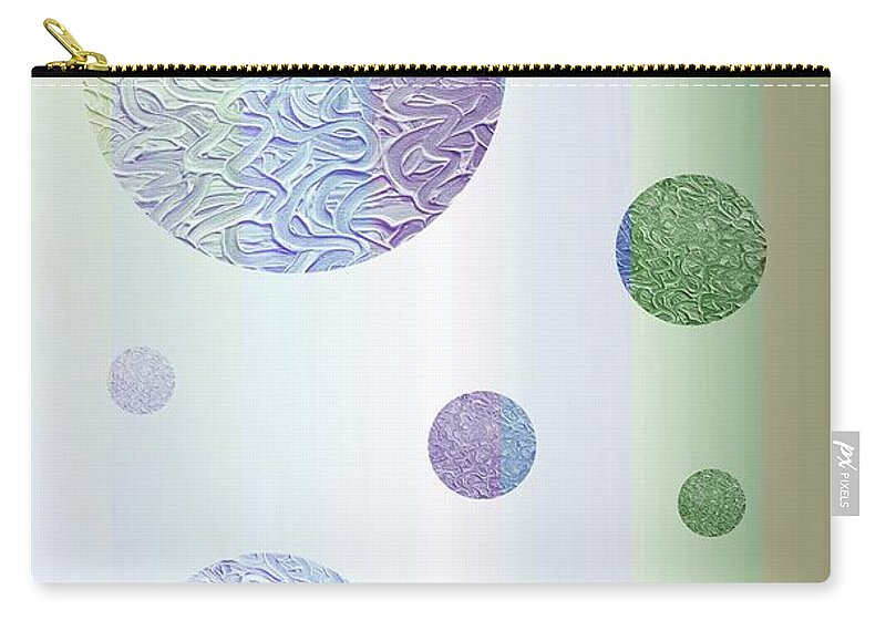 Violet Zip Pouch featuring the mixed media Softly Colored Circles and Stripes #1 by Rachel Hannah