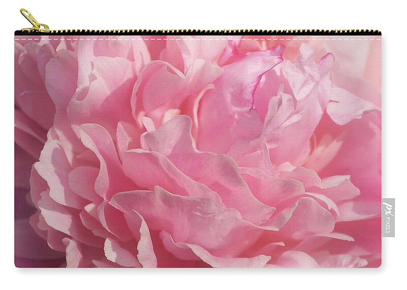 Pink Peony Zip Pouch featuring the photograph Softly Pink #1 by Sandy Keeton