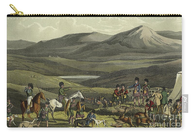 Britain Zip Pouch featuring the painting Sporting Meeting in the Highlands by Henry Thomas Alken