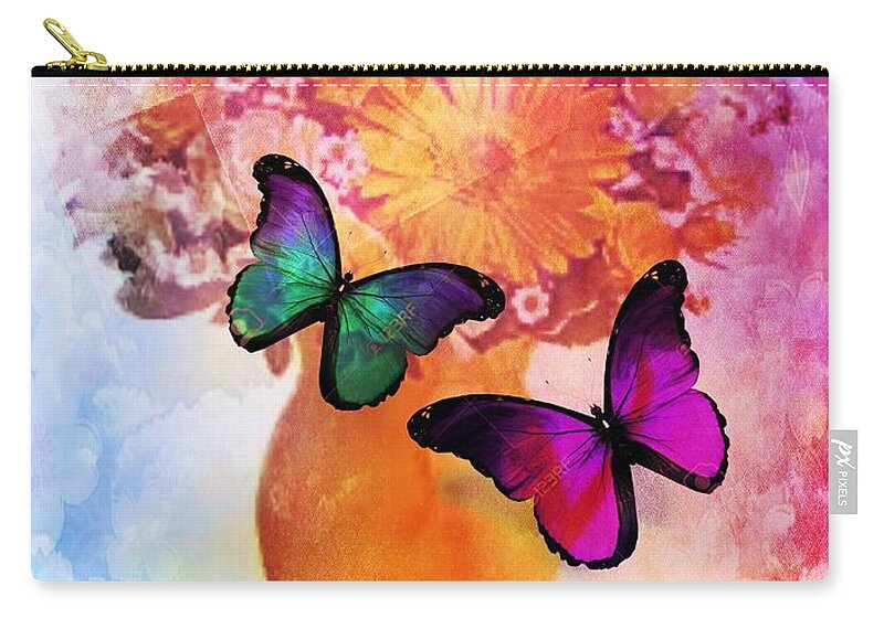 Spring Bouquet Zip Pouch featuring the digital art Spring Bouquet #1 by Maria Urso