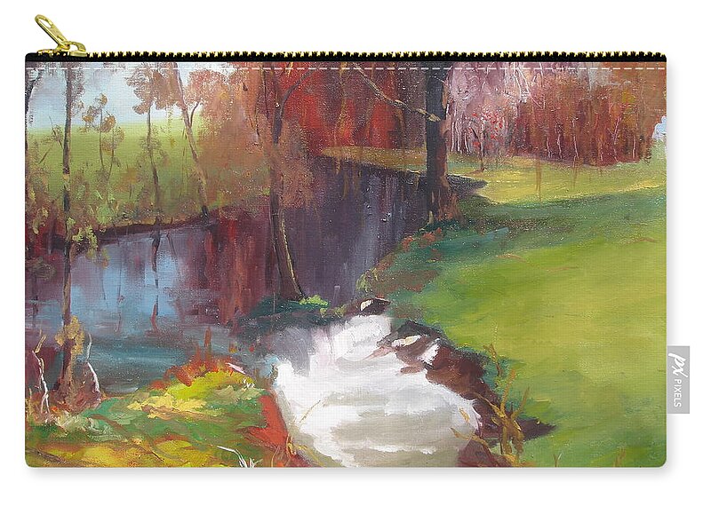 Saint Lheurin 17 Zip Pouch featuring the painting St Lheurin by Kim PARDON