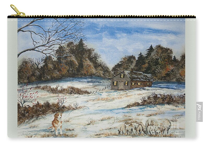 Dog Zip Pouch featuring the painting Standing Guard by Charlotte Blanchard