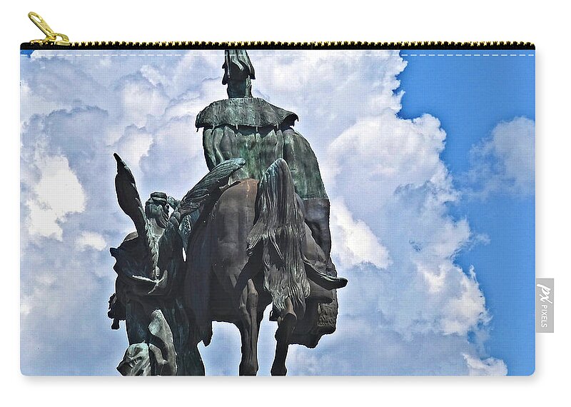  Kaiser Wilhelm In Koblenz Zip Pouch featuring the photograph Statue of Kaiser Wilhelm in Koblenz #1 by Humphrey Isselt