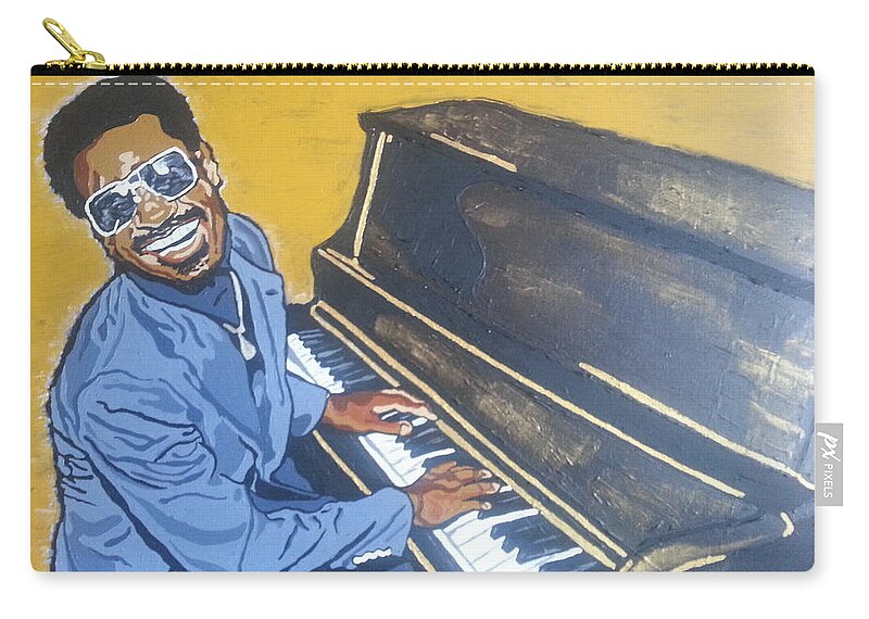 Stevie Wonder Zip Pouch featuring the painting Stevie Wonder #1 by Rachel Natalie Rawlins