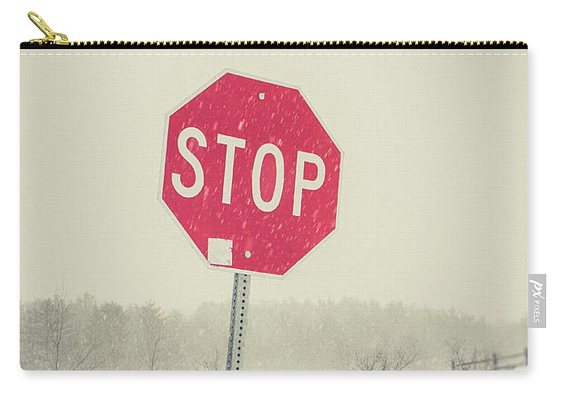Snow Zip Pouch featuring the photograph Stop #1 by Edward Fielding
