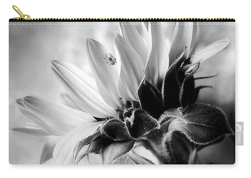 Sunflower Zip Pouch featuring the photograph Sunflower with Spider #1 by Louise Kumpf