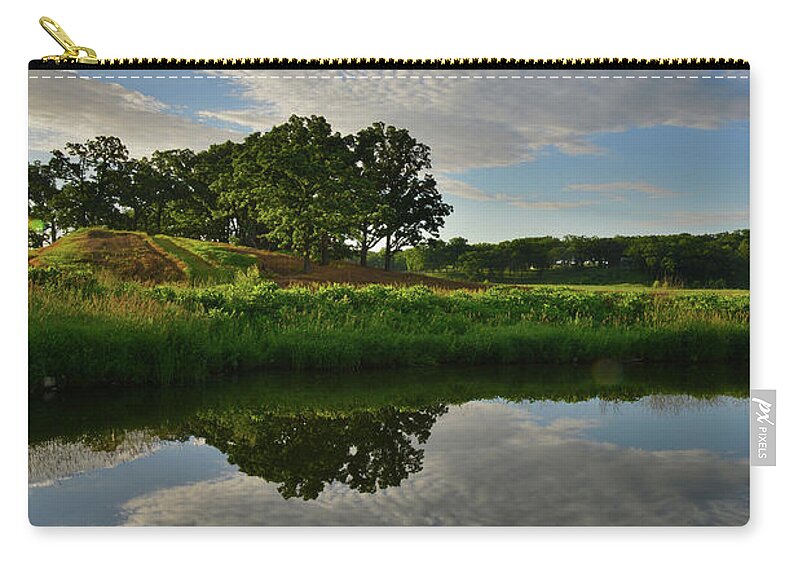 Glacial Park Zip Pouch featuring the photograph Sunrise Reflected in Nippersink Creek in Glacial Park #1 by Ray Mathis