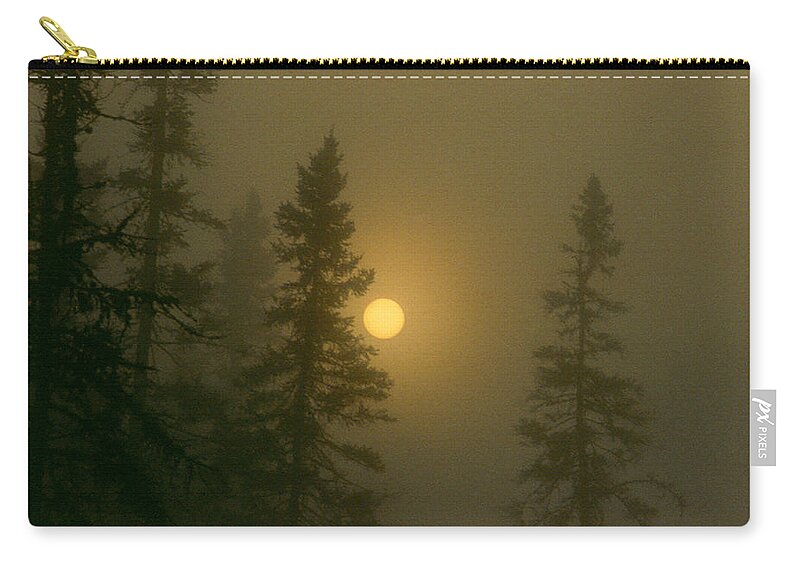 Sunrise Zip Pouch featuring the photograph Sunrise Through The Fog 2 #2 by Janice Adomeit