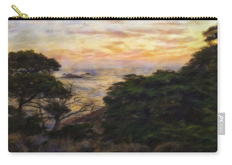 Landscape Carry-all Pouch featuring the mixed media Sunset by Jonathan Nguyen