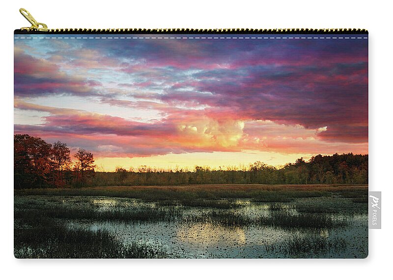 Sunset Zip Pouch featuring the digital art Sunset over Ipswich river #1 by Lilia S