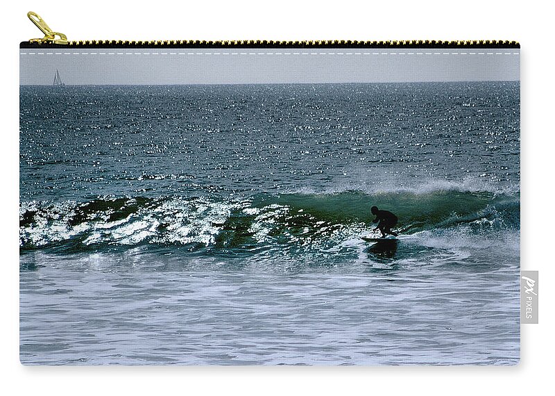 Ventura Zip Pouch featuring the photograph Surfing and Sailing #1 by Michael Gordon