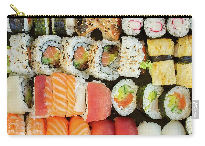 Sushi Zip Pouch featuring the photograph Sushi #2 by Anastasy Yarmolovich