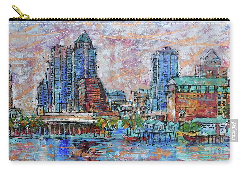  Carry-all Pouch featuring the painting Tampa Skyline by Jyotika Shroff