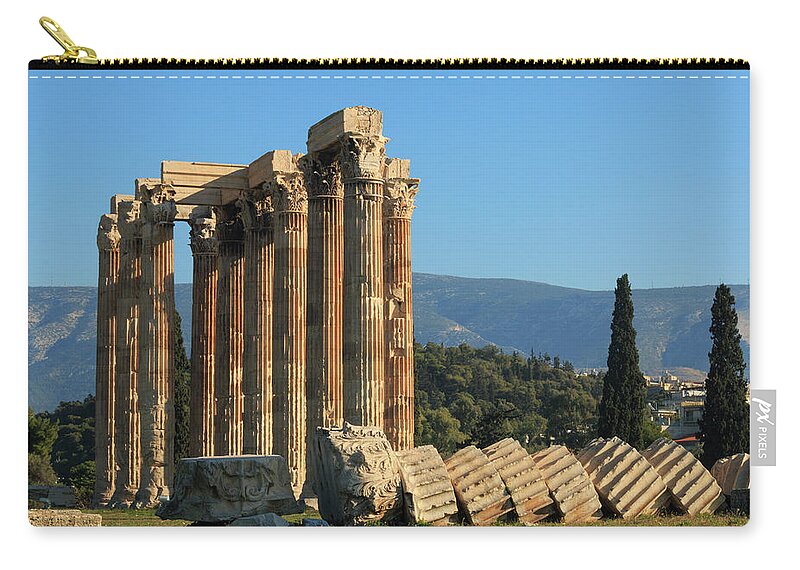 Fallen Zip Pouch featuring the photograph Temple of Zeus #1 by Travis Rogers