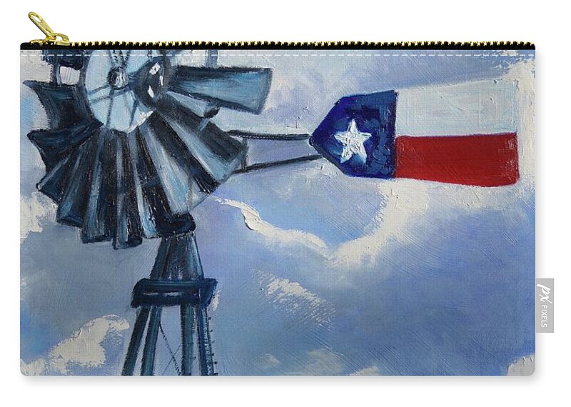 Windmill Zip Pouch featuring the painting Texas Windmill #2 by Melissa Torres