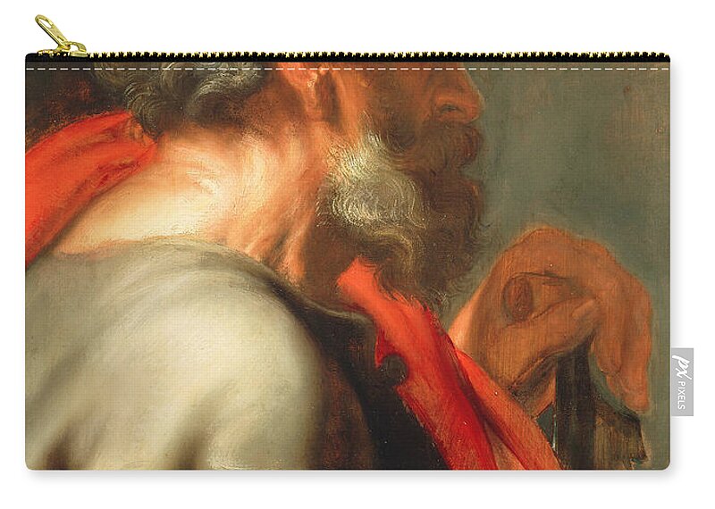 Anthony Van Dyck Zip Pouch featuring the painting The Apostle Simon #1 by Anthony van Dyck