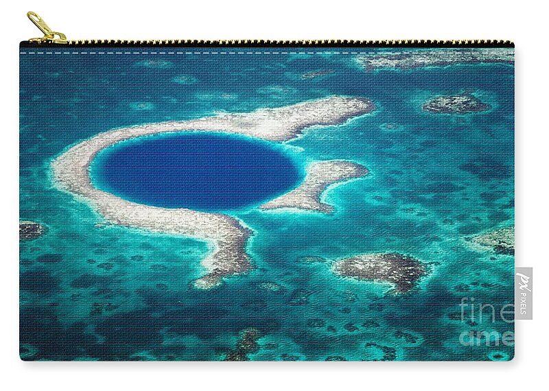 Aerial Photography Zip Pouch featuring the photograph The Blue Hole #2 by Lawrence Burry