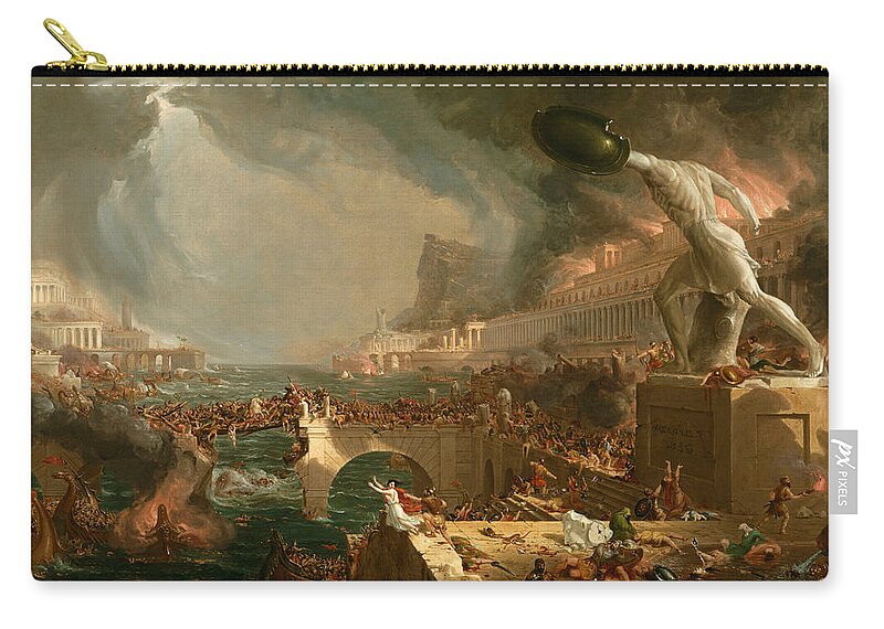 Thomas Cole Zip Pouch featuring the painting The Course of Empire. Destruction #1 by Thomas Cole