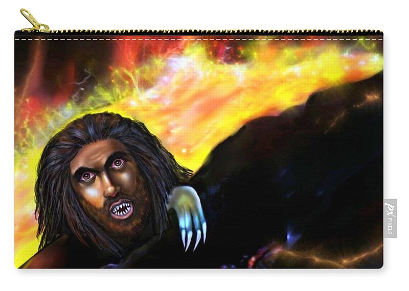 Devil Zip Pouch featuring the painting The Demise of Lucifer #1 by Carmen Cordova