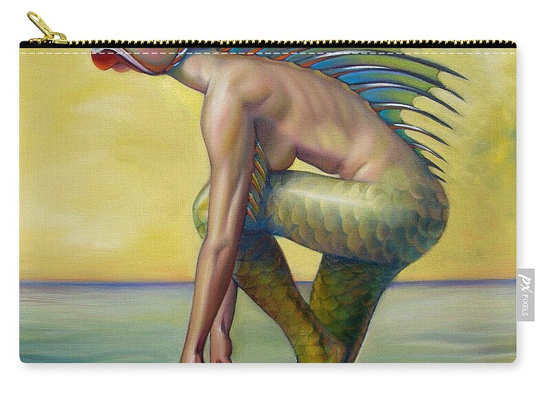 Mermaid Zip Pouch featuring the painting The Finandromorph by Patrick Anthony Pierson