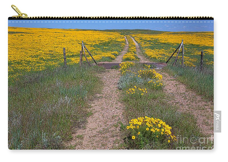 Yellow Wildflowers Zip Pouch featuring the photograph The Golden Gate by Jim Garrison