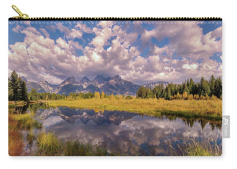 Olena Art Zip Pouch featuring the photograph The Grand Tetons National Park Autumn OLena Art Fall Colors Photography by Lena Owens - OLena Art Vibrant Palette Knife and Graphic Design