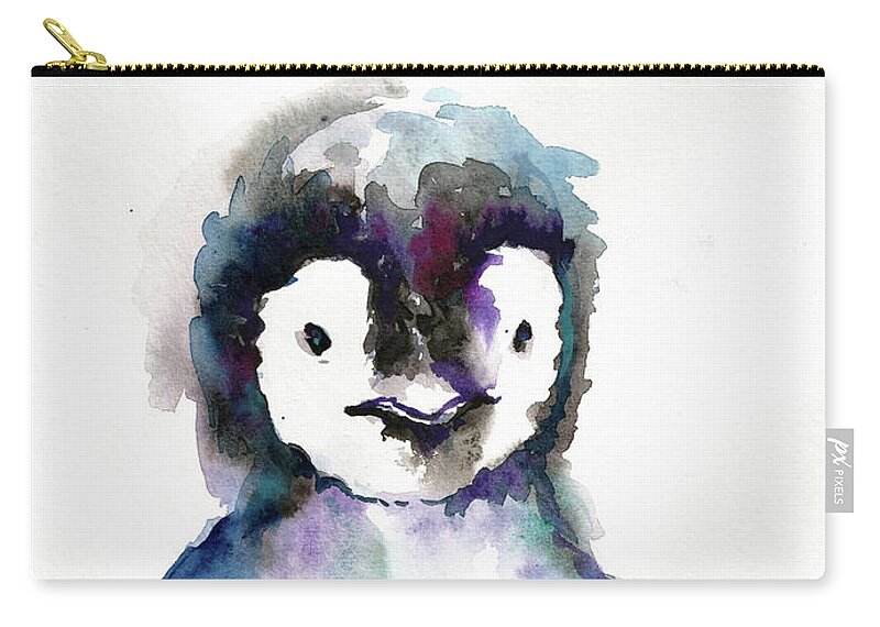 The Zip Pouch featuring the painting The Happy Penguin Watercolor #1 by Tiberiu Soos