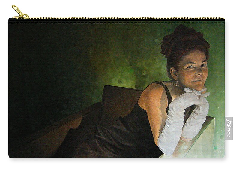 Portraits In Oil Fine Art Portrait Oil Painting Portrait Zip Pouch featuring the painting The Look of Love - Portrait of Sherry by T S Carson