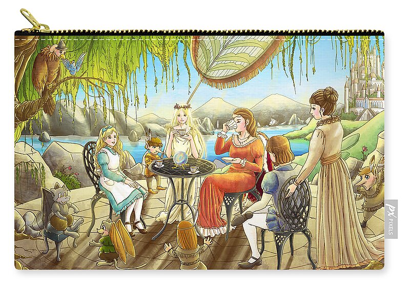 Wild West Zip Pouch featuring the painting The Palace Garden Tea Party by Reynold Jay