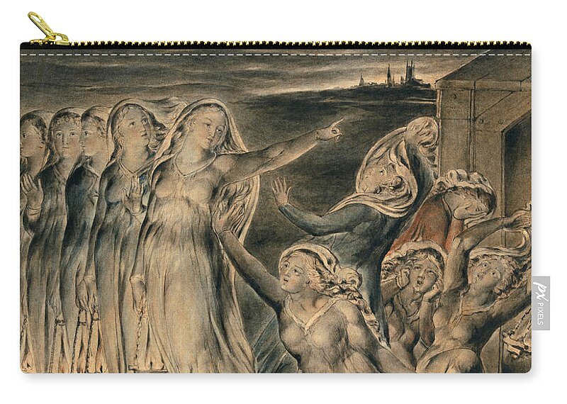 William Blake Zip Pouch featuring the drawing The Parable of the Wise and Foolish Virgins by William Blake