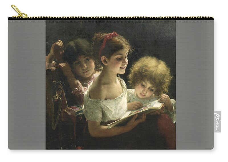 Alexei Alexeevich Harlamoff (russian Carry-all Pouch featuring the painting The story book by Alexei Alexeevich