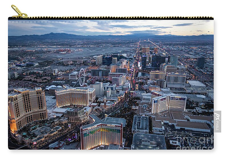 Las Vegas Zip Pouch featuring the photograph The Strip at night, Las Vegas by PhotoStock-Israel
