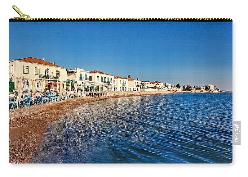 Architecture Zip Pouch featuring the photograph The town of Spetses island - Greece #1 by Constantinos Iliopoulos