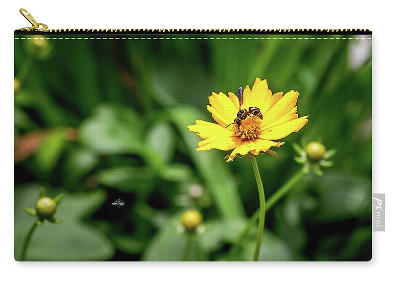 Flower Zip Pouch featuring the digital art The Wasp and the Fly #1 by Ed Stines
