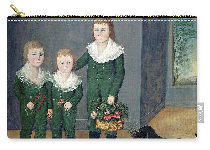 Joshua Johnson Zip Pouch featuring the painting The Westwood Children #1 by Joshua Johnson