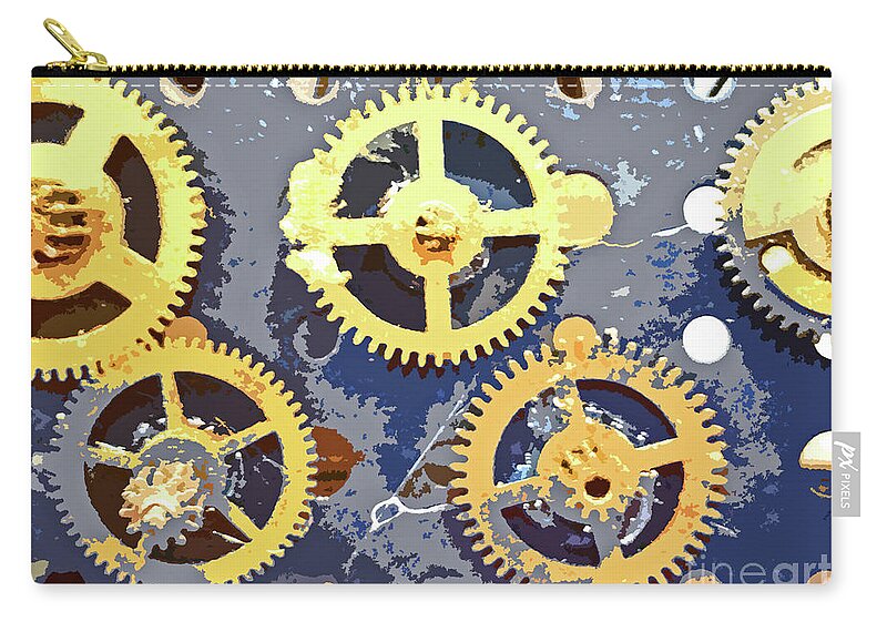 Still Life Zip Pouch featuring the mixed media The Wheels of Time Past by Sharon Williams Eng