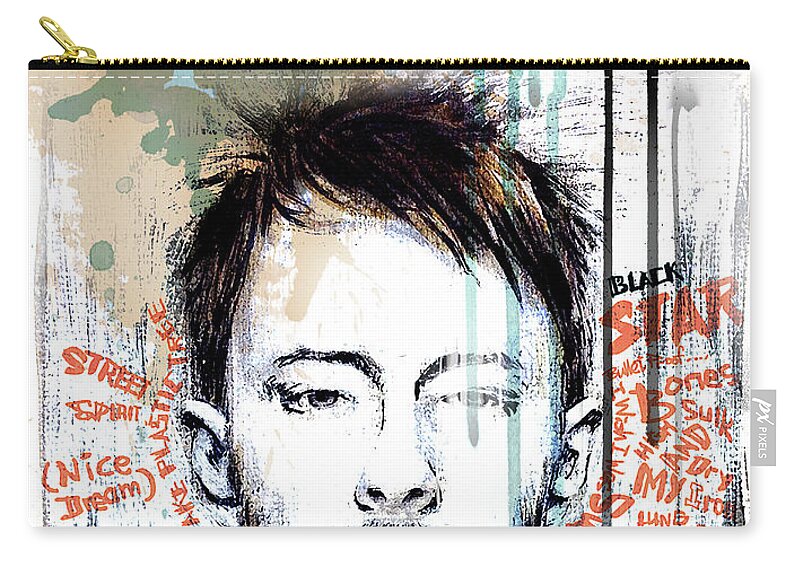 Radiohead Zip Pouch featuring the painting Thom Yorke #2 by Art Popop