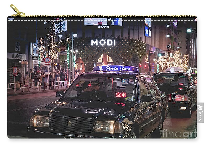 People Zip Pouch featuring the photograph Tokyo Taxis, Japan #2 by Perry Rodriguez