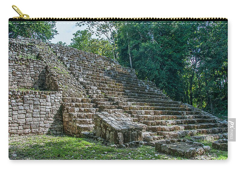 Mexico Quintana Roo Zip Pouch featuring the digital art Tombs at Oxtankah #1 by Carol Ailles