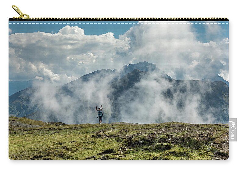 Idyllic Zip Pouch featuring the photograph Touching the Clouds #1 by Noam Cohen