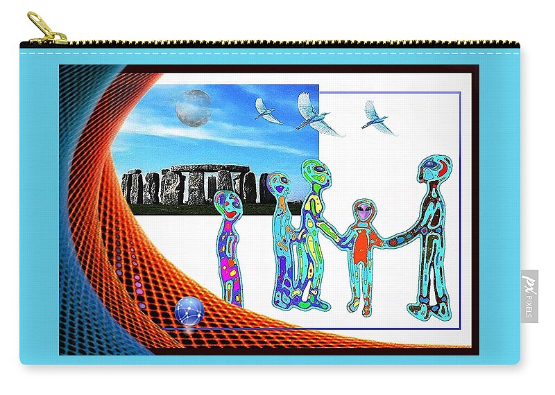 Aliens Zip Pouch featuring the digital art Tourists #2 by Hartmut Jager