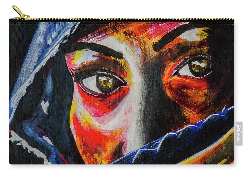 Woman Zip Pouch featuring the painting Trepidation #1 by Anita Thomas