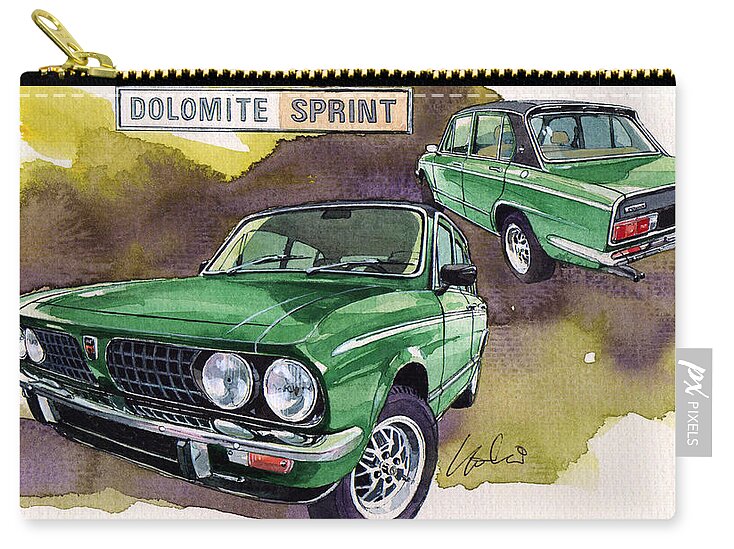 Triumph Carry-all Pouch featuring the painting Triumph Dolomite Sprint by Yoshiharu Miyakawa