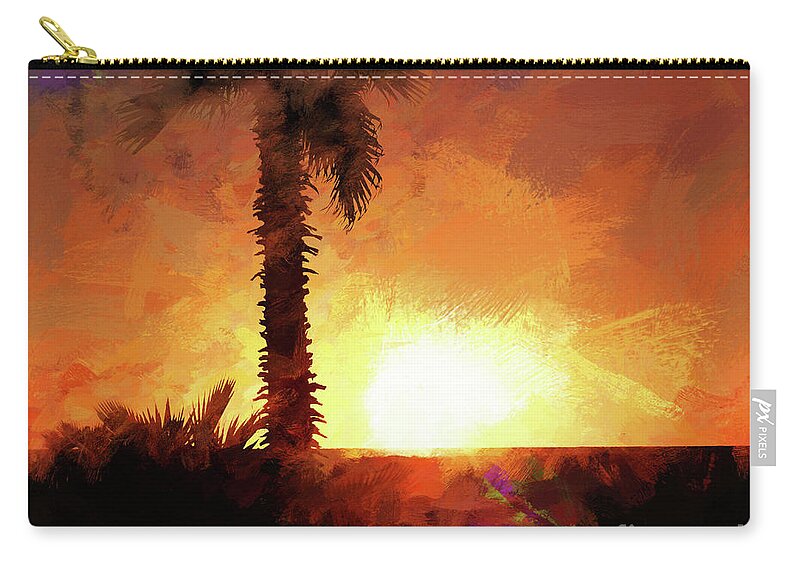 Tropical Sunset Zip Pouch featuring the photograph Tropical Sunset #1 by Scott Cameron