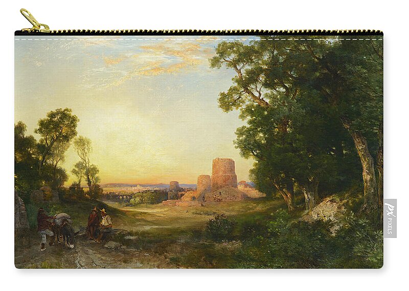 Thomas Moran Zip Pouch featuring the painting Tula the Ancient Capital of Mexico by Thomas Moran
