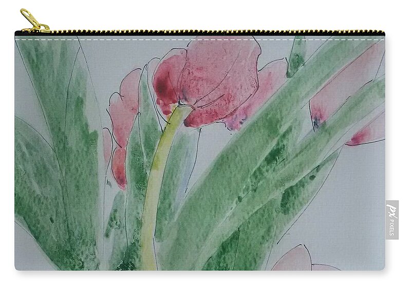 Tulips Carry-all Pouch featuring the painting Tulips by Sheila Romard