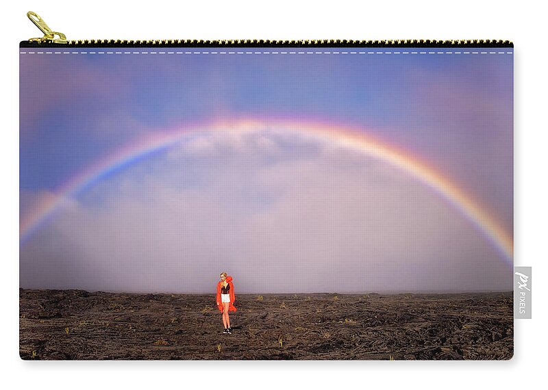Hawaii Volcanoes National Park Zip Pouch featuring the photograph Under the Rainbow #1 by Nicki Frates