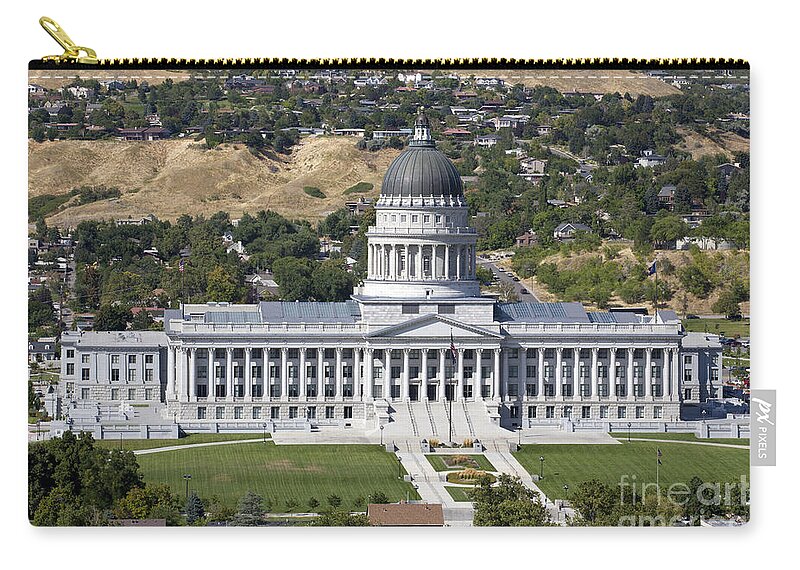 State Capitol Zip Pouch featuring the photograph Utah State Capitol in Salt Lake City #1 by Anthony Totah