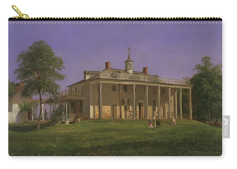 Ferdinand Richardt Zip Pouch featuring the painting View of Mount Vernon #2 by Ferdinand Richardt