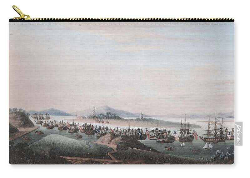Anglo-chinese School (19th Century) View Of The Thirteen Factories Zip Pouch featuring the painting View of The Thirteen Factories #1 by MotionAge Designs